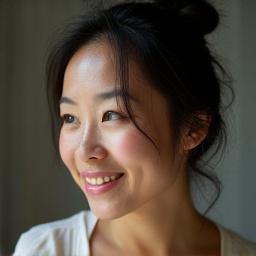 Kisetsu Ceramicsの陶芸家、吉田絵美の創造的な雰囲気のポートレート。作業中の表情。